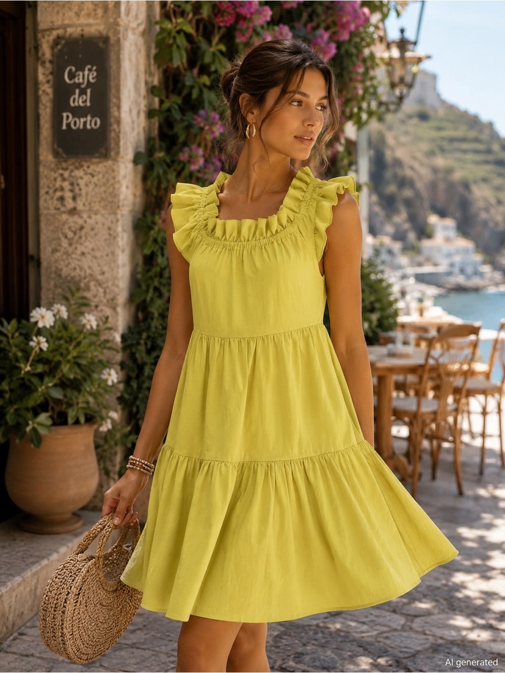Ulla Johnson Sienna Tiered Ruffle Linen Tencel Mini Dress Size 0 Relaxed Fit